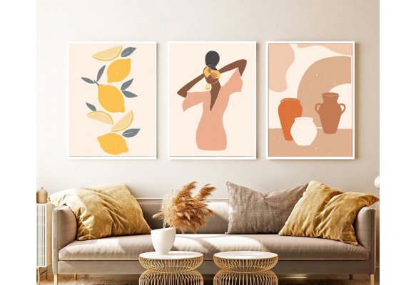 ÇERÇEVELİ ÜÇLÜ ABSTRACT TABLO SETİ